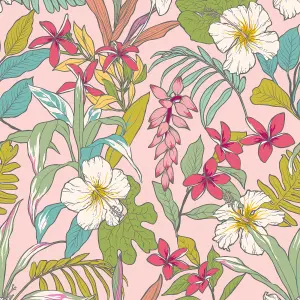 Hoopla Walls Oasis Pink Mix Smooth Matt Wallpaper