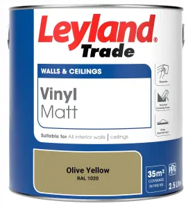 Leyland Trade Vinyl Matt Walls & Ceilings Emulsion Paint Olive Yellow (RAL 1020) 2.5L