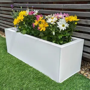 70cm Zinc Matte White Window Box Planter