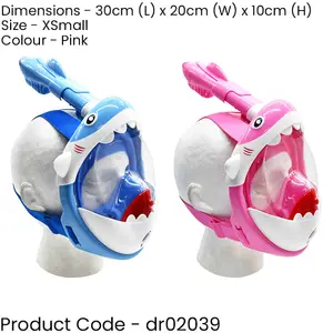 Kids ANTI-FOG Full Face Swimming Mask - PINK Shark - Adjustable Pool Snorkel