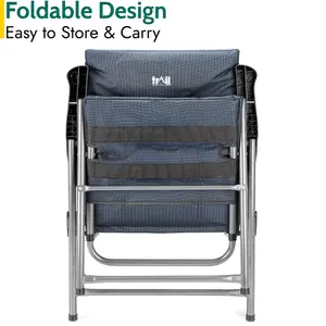 Folding Camping Chair Foam Padded High Back Fire Resistant Outdoor Garden Trail - Blue