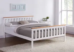 Woodford Wooden Bed Frame White & Oak, Double