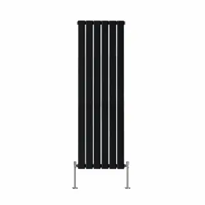 Rinse Bathrooms Vertical Radiators 1600x408mm Flat Panel Column Designer Radiator Black Single Radiators Central Heating