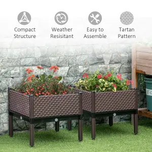 Outsunny Set of 2 Raised Garden Bed Elevated Planter Box for Flower, Vegetables