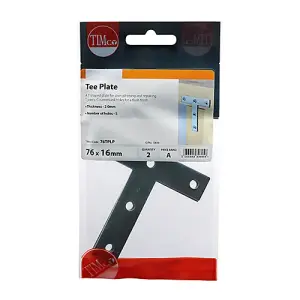 Timco - Tee Plates - Zinc (Size 76 x 76 x 16 - 2 Pieces)