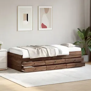 Berkfield Daybed with Drawers without Mattress Brown Oak 100x200 cm