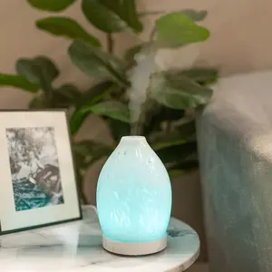 ValueLights White Confetti Glass Aroma Diffuser Lamp Essential Oil Aromatherapy Colour Changing Light