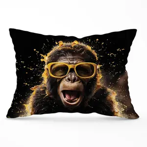 Splashart Monkey Face With Yellow Glasses Cushions 33cm x 48cm