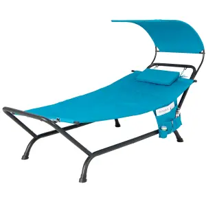 Costway Outdoor Hammock Patio Chaise Lounge Chair with Canopy