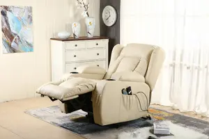 Caesar Single Motor Electric Rise Recliner Bonded Leather Armchair Electric Lift Riser Chair (Cream)