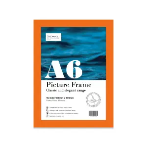 A6 Orange Picture Frame Fits A6 (10.5 x 14.8cm - 4.1 x 5.8in) Poster, Photo, Artwork, or Print.