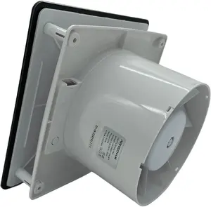 AirTech-UK Bathroom Extractor Fan 150mm/6 Matte Black Glass Front Panel with Humidity Sensor