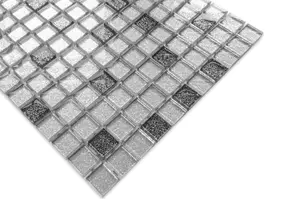 Glass mosaic on mesh for bathroom or kitchen 300mm x 300mm - Hades