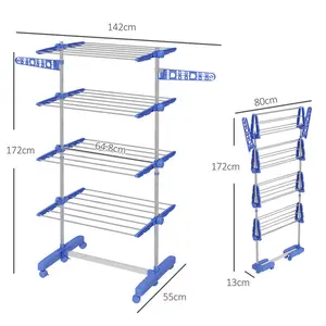 Stainless Steel Standard Drying Rack Silver/Blue