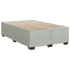 Berkfield Box Spring Bed with Mattress Light Grey 120x190 cm Small Double Velvet