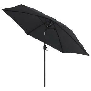 Berkfield Outdoor Parasol with LED Lights and Steel Pole 300 cm Black