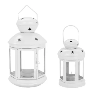 Nicola Spring - Metal Hanging Tealight Lanterns - 2 Sizes - Pack of 2