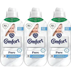 Comfort Pure Fabric Conditioner Hypoallergenic 33 Washes 990ml Pack Of 3