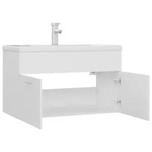 Berkfield Sink Cabinet with Built-in Basin White Engineered Wood