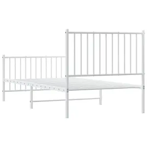 Berkfield Metal Bed Frame with Headboard and Footboard White 90x190 cm 3FT Single