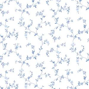 Galerie Kitchen Style 3 Blue White Dainty Floral Trail Smooth Wallpaper