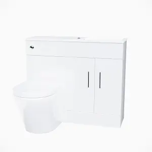 Nes Home James 1000mm White Slimline Vanity, Basin WC Unit & BTW Rimless Toilet