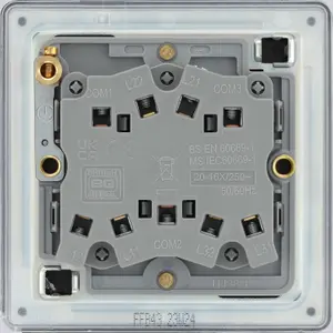 BG Flatplate Screwless 20A Triple Wall Light Switch, Matt Black