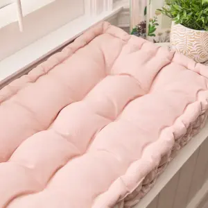 Rose Blush Cotton Leaf Indoor Outdoor Garden Bench Pad Cushion