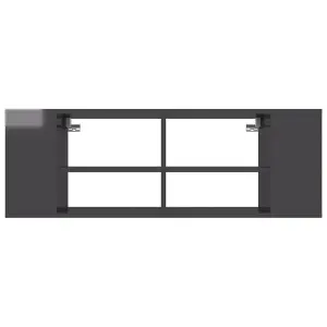 vidaXL Wall-Mounted TV Cabinet High Gloss Grey 102x35x35 cm Engineered Wood