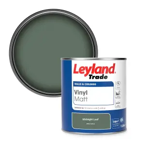 Leyland Trade Vinyl Matt Walls & Ceilings Emulsion Paint Midnight Leaf (PPG1134-6) 1L