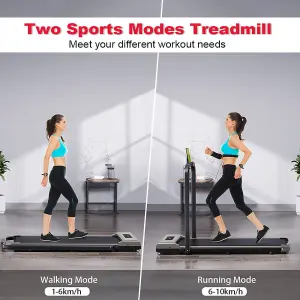 2 in 1 Folding Treadmill, Under Desk Electric Treadmill, Walking and Jogging for Home&Office(Grey)