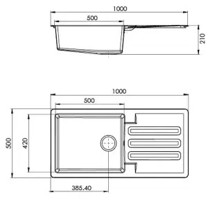 Liquida VG10GR 1.0 Bowl Composite Reversible Inset Grey Kitchen Sink With Waste