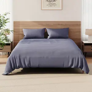 Single-Bed Polyester Bedding Sheet Set in Silver Grey