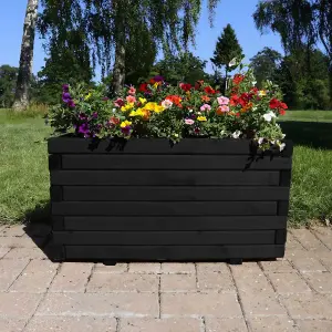 70cm Black Pine Raised Wooden Trough Planter