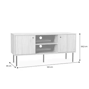 sweeek. 120cm TV stand with grooved wooden-effect Braga Natural 120x39x56.2 cm