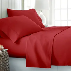 Striegel 200 Thread Count Cotton Blend Percale Duvet Quilt Cover With Pillow Case Red / Super King Duvet Cover + 2 Standard Pillowcases