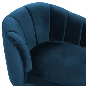 Left Hand Velvet Chaise Lounge Navy Blue ALLIER