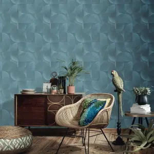 Erismann Martinique Geometric Tile Abstract Graphic Teal Wallpaper