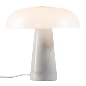 Nordlux DFTP Glossy Indoor Living Dining Bedroom Table Lamp In Opal White (Diam) 32cm