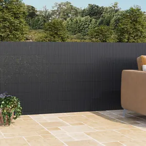 Dark Grey PVC Privacy Fence Sun Blocked Garden Screen Panel Blindfold for Balcony L 3m x H 1m