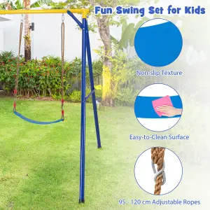 Costway 4-in-1 Kids Swing Set Outdoor Heavy-Duty Climbing Playset W/ Basketball Hoop