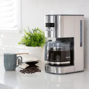 Kenmore Drip Coffee Maker Machine, 1.8L Filter Coffee Machine with Timer Silver