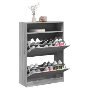 Shoe Cabinet with 2 Flip-Drawers Grey Sonoma 80x34x116 cm