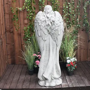 Large Stone Cast Praying Angel Memorial Statue