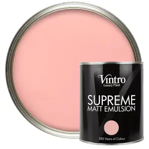 Vintro Luxury Matt Emulsion Pink Smooth Chalky Finish, Multi Surface Paint - Walls, Ceilings, Wood, Metal - 1L (Dancing Salmon)