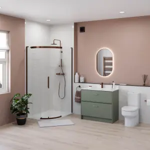 Sensio Nebula Bronze effect Oval Wall-mounted Bathroom Illuminated mirror (H)80cm (W)50cm