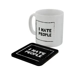 Grindstore I Hate People Mug & Coaster Set White (One Size)