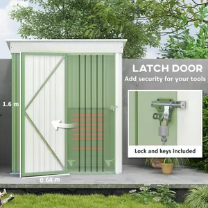 Outsunny Steel Garden Shed, Small Lean-to Shed for Bike Tool, 5x3 ft, Green