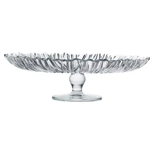 Queensway Home & Dining Height 9.5cm Ribbed Large Glass Footed Cake Dessert Pastry Stand Plate Party Display