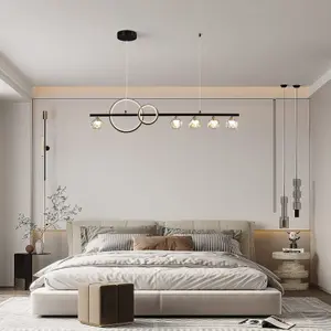 Garwarm Modern Black Dimmable LED Pendant Lamp with Remote Control